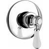 Yellowshop - Miscelatore bagno completo rubinetteria Como retrò vintage leva pomo bianco lavabo bidet vasca e doccia incasso esterno in ottone cromato flessibile inox Made in italy (Doccia Incasso)