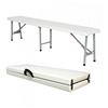 Todeco - Panca Portatile Pieghevole, Panca In Plastica Resistente - Capacità di seduta: 2 a 4 persone per banco - Carico massimo: 300 kg - 183 x 43 x 30 cm, Bianco, Pacco da 2, Pieghevole a metà