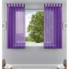 Gardinenbox 61000CN - Set di 2 tende trasparenti per soggiorno, in voile, con passanti, con chiusura a nastro, 175 x 140 cm, colore: viola