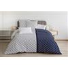 Home Linge Passion, Copripiumino - 3 pezzi, 100% cotone, 57 fili, 2 persone, 220 x 240 cm, arcobaleno blu navy 62549 blu/bianco