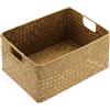 IGNPION Cesto Portaoggetti in Seagrass Apribile - Cesto Decorativo Intrecciato per Asciugamani da Soggiorno - Scatola Portaoggetti Rettangolare per Bagno - Cesto Multiuso, Caramelle, M