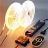 BENLUN Striscia LED COB CCT 24V 20 metri (10 metri×2), 2700K-6500K Bianca Strisce LED Dimmerabile, Luci LED 10W/M CRI 93 con Telecomando e Alimentatore per Camera da Letto, Cucina, Stanza