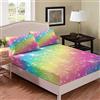 Loussiesd Set di lenzuola con angoli color arcobaleno per ragazze e bambini, per camera da letto set di lenzuola in morbida microfibra, per letto singolo, con 1 federa per cuscino, 2 pezzi