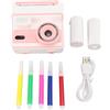 Gigicial Fotocamera di stampa, HD 481080PMP Dual Lens Delayed Photography, Tripla foto continua, Fotografia in loop Schermo IPS da 2,4 pollici Fotocamera video (Rosa)