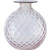 Venini vaso Monofiori Balloton rosa cipria filo rosso sangue di bue Ø14cm
