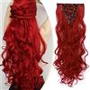 S-noilite Set 8pcs Clip in Hair Extensions Extension Clip Capelli Veri Testa Piena 18Clips Parrucchino 60cm Riccio Rosso scuro