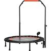 HOMCOM Trampolino Elastico Pieghevole Ø102 cm con Manubrio Regolabile 99-123cm, Trampolino da Fitness con Monitor LCD per Adulti, Tappeto Elastico per Esercizi Indoor, Nero