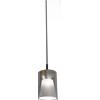 Sikrea ICONIC-P F Sospensione 1 luce struttura in metallo cromo nero con vetro fumè attacco E27 diametro 15cm senza base