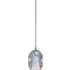 Sikrea IRIDE-P Sospensione 1 luce con struttura cromo e vetro iridescete attacco E27 senza base diam.18cm