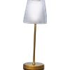 Sikrea LA ANGINA-A O Lampada da tavola paralume acrilico lavorato ricaricabile ottone spazzolato 7W 3600K, dimmerabile 30-60-100%, lumen 630