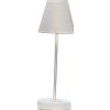 Sikrea LA ANGINA-M B Lampada da tavola paralume metallo ricaricabile bianco opaco 7W 3600K, dimmerabile 30-60-100%, lumen 630