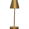 Sikrea LA ANGINA-M O Lampada da tavola paralume metallo ricaricabile ottone spazzolato 7W 3600K, dimmerabile 30-60-100%, lumen 630