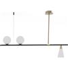 Sikrea MIKADO-SL Sospensione 3 luci struttura ottone spazzolato e vetro opale lampadine incluse E14 G9
