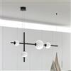 Sikrea TOLOMEO-SL Sospensione 4 luci led 22W 4000k 1430L in metallo nero sfere satinate