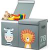 Tutifu® Scatola Porta Giochi per Bambini Grigio Pieghevole da 78 Litri. Contenitore Giochi a Doppio Coperchio. Baule e Contenitore Grande in Tessuto Oxford. Organizer Giocattoli Non Adatto alla Seduta