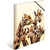 HERMA Cartella portadocumenti in plastica resistente, formato DIN A3, con motivo animali esotici, giraffa, amici, con alette interne stampate e fascia elastica, 19966