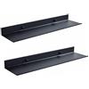 AJINGELA Scaffali galleggianti in metallo da parete, colore nero, montaggio a parete, salvaspazio, antiruggine, extra forti, mensole galleggianti (40 cm, set di 2 pezzi)