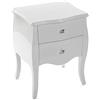 VERSA Cagliari Comodino Tavolino o ausiliario per la Camera da Letto o Il Soggiorno Cassettiera, con 2 cassetti, Misure (A x L x l) 60 x 39 x 50 cm, Legno, Colore Bianco