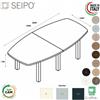 SEIPO TAVOLO RIUNIONE ROYAL composto sagomato 2 elementi in melaminico gambe metalliche - Seipo RY.0295 96