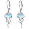 URONE Orecchini a forma di medusa/sirena/agata muschiata, in argento Sterling 925, con pietra di luna, per donna, spiaggia, oceano, idea regalo per donne