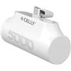 Celly, Powerbank Compatto con Connettore USB-C Integrato e Capacità di 5000mAh, Ricarica Rapida, Caricatore Portatile Universale per Smartphone, Colore Bianco