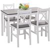 Mendler Set Tavolo con 4X sedie Country Classica Cucina Soggiorno HWC-F77 Legno massello Bianco e Grigio