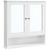 VASAGLE Armadio da Bagno, Specchiera, Mobile da Parete con 2 Ante a Specchio e Scomparto Aperto, Ripiano Regolabile, Montaggio a Parete, 13 x 56,5 x 58,5 cm, Bianco LHC002