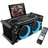 Ibiza - SPLBOX200-BK - Sistema audio portatile all-in-one da 120 W alimentato a batteria con LED sugli altoparlanti - Bluetooth, USB, SD, FM e LINE-IN - Nero