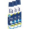 FA Deodorante spray Sport (3 x 150 ml), deodorante con il profumo rinfrescante di agrumi verdi, formula vegana, blocca i batteri, senza sali di alluminio, fino a 48 ore di protezione deodorante