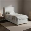 Dmora Letto Singolo CIRA, Letto Contenitore con Rivestimento in Tessuto, 100% Made in Italy, Apertura Frontale, Adatto per Materasso Cm 90x200, Bianco