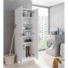 Dmora - Armadio multiuso 2 ante Portsmouth, Mobile ausiliario, Guardaroba porta scarpe moderno, Scarpiera verticale, 59x37h180 cm, Bianco