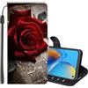 SEHEYA per Motorola Moto Edge 50 Fusion Cover Libretto con Motivo Custodia Portafoglio a Libro Flip Case 3 Tasche Interne Fibbia Magnetica Protezione Caso, Retrò Rosa