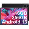 FACETEL Tablet 11 Pollici Tablet Android Tablet, 16GB RAM + 256GB ROM (TF/1TB), 2.4/5G WiFi, Octa-Core, 2.0 GHz, 1280 * 800 IPS FHD, 8600mAh, Bluetooth 5.0, 8MP + 13MP + 2MP, GMS,Tablet PC con Custodia, Nero