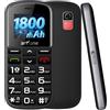 artfone CS182 Cellulare per Anziani con Tasti Grandi 2G GSM Telefono per Anziani Pulsante SOS e Sblocco Laterale Fotocamera Base di Ricarica Torcia Elettrica Facile da Usare per Gli Anziani - Nero