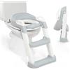 Kikka Boo KikkaBoo Riduttore WC bambini con scaletta LEA, Educatore da toilette, Pieghevole e regolabile, Design anatomico, Imbottitura morbida rimovibile, Maniglie, Antiscivolo, 18+ mesi, Grigio
