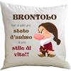 Generico Cuscino Quadrato Brontolo con frase ironica e stampa personalizzata a tema 40x40 cm sfoderabile regalo Perfetto per chi ami sette nani biancaneve
