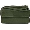 heimtexland Oekotex, morbida coperta da soggiorno, in flanella, calda, coperta per divano in pile, non lascia pelucchi, 130 x 170 cm, tipo 380, verde oliva