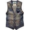 Generic Gilet in denim per uomo Regno Unito | Gilet da cowboy da uomo gilet classico nero con bottoni multitasche gilet vintage classico giacca in denim lavato con scollo a V cappotto da moto senza maniche