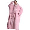Kawoja Coperta con cappuccio oversize extra lunga, coperta indossabile con maniche e tasche giganti, felpa in pile super calda e accogliente, per donne e uomini, rosa, L/5XL