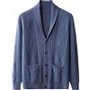 PICFEA Maglione Cardigan Cashmere Spesso Uomo, Maglione Cashmere Colletto Verde Frutta, Cardigan Lavorato Maglia 100% Puro Cashmere, Maglione Slim Fit Con Bottoni Maglia Trecce ( Color : Blue , Size : XXL )