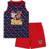 sarcia.eu Paw Patrol Marshall Chase Pigiama Senza Maniche per Bambino, Pigiama Estivo Blu Navy- Rosso 4 Anni