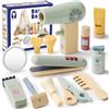 Atoylink Set da Parrucchiere per Bambini in Legno con Asciugacapelli Piastra per Capelli Pettine Specchio Styling Capelli Rasatura Gioco Salone Rasoio Parrucchiera Giocattoli Regalo per Bambini 3 4 5 6 7 8