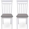 Homely - PACK 2 sedie da pranzo o cucina KANSAS, struttura in legno laccato bianco, seduta rivestita in tessuto grigio, 40,5x48,5x89 cm