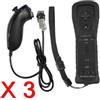 Générique (3 pcs) tre pezzi 2 N1 Gamepad Wii controller Nunchuk integre Motion Plus per Nintendo Wii Nero