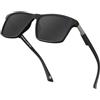 JIM HALO Polarizzati Retrò Occhiali da Sole per Uomo Donna UV400 Occhiali Quadrate Guidare la Pesca Nero