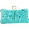 AMOUR DE LOTUS Borse da sera delle donne di modo, borse di lusso di seta artificiale con catena eleganti borse per la festa di nozze, Blu Tiffany.