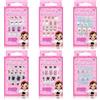Kalolary 144 pezzi bambini Unghie finte, Set di unghie finte per bambini Modello caramelle Kit Stampa su pre-colla Full Cover Unghie finte per ragazze
