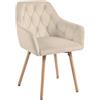 Tata Home Poltrona Sedia da Salotto in Velluto Poltroncina da Camera Imbottita Relax con Gambe in Legno e Braccioli Alti Colore Beige Mod. Velvet Sponge