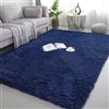 ISMOL Morbido tappeto a zottel, lavabile, antiscivolo, per soggiorno, camera da letto, cameretta dei bambini, tappeto moderno, tinta unita (blu scuro, 120x180cm)