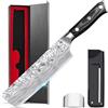MOSFiATA Coltello Cucina Nakiri 18cm, Coltelli da Cucina Professionali Coltello Giapponese Chef Coltello per Verdure in Acciaio Inossidabile con Fodero Coltello e Salvadita